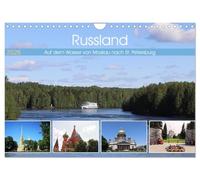 Russland - Auf dem Wasser von Moskau nach St. Petersburg (Wandkalender 2026 DIN A4 quer), CALVENDO Monatskalender: Russische Städte mit tollen Kirchen und Klöstern.