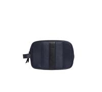 Russo-Core Trousse de Toilette rayée en polyuréthane sergé, Bleu Marine, Russo-Core Trousse de Toilette rayée en polyuréthane sergé