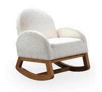 RUSSO - Fauteuil à bascule effet peau de mouton blanc et bois clair