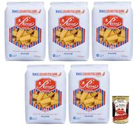 Russo Rigatoni N°126 Lot de 5 pâtes à semoule de blé dur 100 % blé italien 500 g + boîte de 400 g