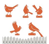 Rust Bird Metal Art Garden Stakes - Décoration de jardin d'oiseaux - Vintage Iron 5 pièces - Signes pour pot de fleurs - Fence Branch Outdoor Yard Landscape Lawn Patio Birthday Party