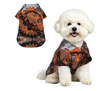 Rust Gear Chain M Chemise hawaïenne pour petits chiens - Jolie tenue d'été pour la plage - Vêtement doux et respirant avec boutons