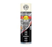 Rust-Oleum Hard Hat Couche de finition, Peinture industrielle en aérosol à séchage rapide pour métal, bois et béton, 500ml (Blanc Pur RAL9010)