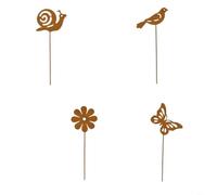 Rust-Toned Floral Garden Stake Designed For Exterior Use In Flower Beds Containers And Landscaped Areas(Butterfly snail)