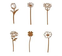 Rust-Toned Floral Garden Stake Designed For Exterior Use In Flower Beds Containers And Landscaped Areas(Six-Flower Bouquet)