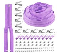 Rustark 1 rouleau de ruban de fermeture éclair en nylon #5 violet clair de 9,1 m - Kit de fermeture éclair pour couture - Rouleau de ruban de fermeture éclair avec curseurs de fermeture éclair et