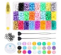 Rustark 1254 pièces multicolores perles de queue de cheval en plastique, perles de Kandi arc-en-ciel avec accessoires de cheveux - corde en cristal, bandes élastiques, ciseaux