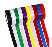Rustark Assortiment de 10 rouleaux de ruban de satin double face pour emballage cadeau, fabrication de nœuds, loisirs créatifs (2 cm x 22,5 m)