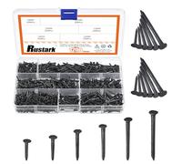 Rustark Assortiment de 1200 clous en métal noir de 6 tailles 10 mm, 13 mm, 16 mm, 19 mm, 22 mm, 25 mm de long, clous de chaussures, clous pour chaussures, bottes, talons, semelles de rechange