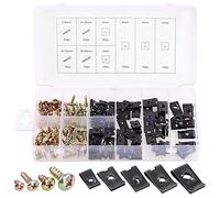 Rustark Assortiment de 170 clips en U et vis - 9 tailles - Clips de fixation avec vis - Étui de rangement pour pare-chocs, tableau de bord, porte intérieure