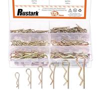 Rustark Assortiment de 175 goupilles fendues plaquées zinc de 6 tailles - Robustes - Clips R - Goupilles de retenue à ressort - Goupilles de fixation à ressort pour systèmes de verrouillage de