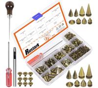 Rustark Assortiment de 179 pointes et clous en métal bronze antique de 8 tailles avec outils, rivets punk, rivets à vis pour vêtements de style punk, accessoires de décoration artisanale
