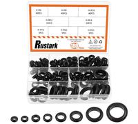 Rustark Assortiment de 180 œillets en caoutchouc noir de 8 tailles pour câblage, pare-feu automobile, œillets en caoutchouc pour protection des fils d'appareils électriques