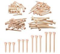 Rustark Assortiment de 180 tees de golf de 4 tailles en bambou durable avec moins de friction, réduction de la friction latérale pour entraînement de golf, golfeur professionnel