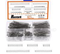 Rustark Assortiment de 200 ressorts de compression OD 5 mm - Mini ressorts mécaniques en acier inoxydable pour magasin et projets de réparation de bricolage, 5 tailles 10, 20, 30, 40, 50 mm L