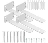 Rustark Assortiment de 44 supports d'étagère en T blancs de 10,2 cm, supports d'étagère flottants robustes en métal en forme de T, supports industriels pour étagères en bois