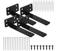 Rustark Assortiment de 44 supports d'étagère en T noirs de 10,2 cm, supports d'étagère flottants robustes en métal en forme de T, supports industriels pour étagères en bois