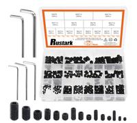 Rustark Assortiment de 450 vis sans tête hexagonale M3/M4/M5/M6/M8 avec entraînement hexagonal interne - Classe 12.9 - Alliage d'acier noir