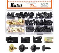 Rustark Assortiment de 64 écrous en U et boulons de carrosserie de voiture - Kit de boulons de carrosserie et de clips pour pare-chocs - Vis de garde-boue - Écrous de fixation pour voiture universelle