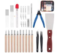 Rustark Kit d'accessoires pour imprimante 3D de 34 pièces - Aiguilles de nettoyage, pinces, pinces, écarteurs, couteaux de nettoyage, couteau à découper - Livré avec étui de rangement pour retirer