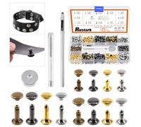 Rustark Kit de 360 rivets en cuir - 3 tailles et 4 couleurs - Rivets tubulaires à double capuchon en métal avec kit d'outils de réglage pour bricolage du cuir (6 x 6 mm, 8 x 8 mm, 8 x 12 mm)