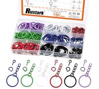 Rustark Kit de 372 porte-clés de 6 couleurs comprenant 72 porte-clés avec chaîne et 100 anneaux ouverts avec 150 épingles à œillet à vis pour travaux manuels, fabrication de bijoux