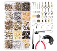 Rustark Kit de fabrication de bijoux 1465 pièces avec outils de mesure de baguier, pinces, anneaux ouverts, apprêts pour la fabrication de bijoux