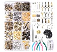 Rustark Kit de fabrication de bijoux 1469 pièces avec pinces, fils, apprêts et outils pour la fabrication et la réparation de bijoux
