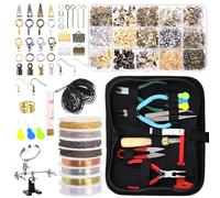 Rustark Kit de fabrication de bijoux 1481 pièces avec pinces, fils, apprêts, outils et sac de rangement pour la fabrication et la réparation de bijoux
