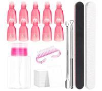 Rustark Kit d'outils de dissolvant pour ongles en gel comprenant un bol bleu pour trempage des ongles, un repousse-cuticules, un grattoir, des limes à ongles, un bloc polissoir, une brosse à poussière