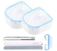 Rustark Kit d'outils pour enlever les ongles en gel comprenant un bol bleu pour trempage des ongles, un repousse-cuticules, un grattoir, des limes à ongles, un bloc polissoir, une brosse à poussière