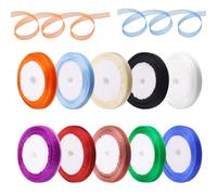 Rustark Lot de 10 rubans en organza transparent pour emballage cadeau, Noël, anniversaire, décoration de fête de mariage - 10 couleurs - 1 cm x 23 m