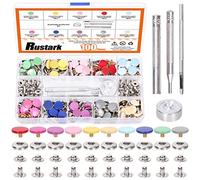 Rustark Lot de 100 boutons pression colorés en métal de 12,5 mm avec 4 outils de fixation, assortiment de boutons-pression multicolores pour vêtements, vestes, jeans, bracelets, sacs