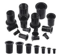 Rustark Lot de 100 écrous à rivets M6 SAE en acier au carbone plaqué zinc noir