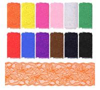 Rustark Lot de 12 rubans en dentelle élastique pour loisirs créatifs, couture, emballage cadeau, décoration de mariage - 0,9 m x 8,9 cm