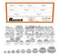 Rustark Lot de 120 bouchons de trou en caoutchouc gris de 9 tailles - Kit de bouchons ronds en silicone - Fermeture à pression - Étanche - Pour meubles de cuisine