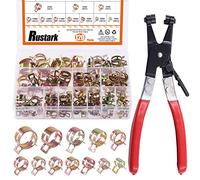 Rustark Lot de 121 colliers de serrage de 12 tailles différentes 7-22 mm avec pince à ressort, assortiment de pinces à ressort, tuyau de carburant en silicone, colliers de serrage à basse pression