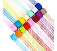 Rustark Lot de 15 rouleaux de ruban en dentelle florale colorée de 4,5 cm x 10 m pour emballage cadeau, scrapbooking, décoration de fête, travaux manuels