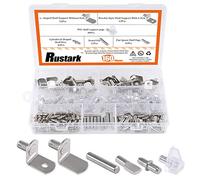Rustark Lot de 160 chevilles de fixation plaquées nickel pour étagères de meubles - 6 styles - Idéal pour trous d'étagère.