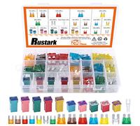 Rustark Lot de 250 fusibles automobiles de qualité américaine - Fusibles à lame standard et mini pour voiture, de profil bas et haut/boîte profilée en forme de boîte assortie pour camions, voitures et