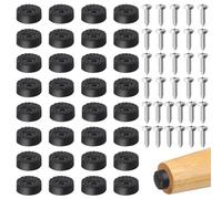 Rustark Lot de 32 pieds ronds en caoutchouc noir de 18 mm pour planche à découper, pieds ronds à visser avec vis solides assorties, pieds antidérapants pour planche à découper en bois, armoires,