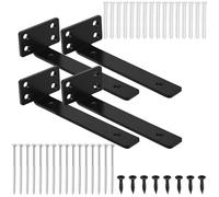 Rustark Lot de 44 supports d'étagère en T noirs de 15,2 cm - Assortiment de supports d'étagère flottants robustes en métal en forme de T - Support industriel pour étagères en bois