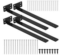 Rustark Lot de 44 supports d'étagère en T noirs de 30,5 cm - Assortiment de supports d'étagère flottants robustes en métal en forme de T - Support industriel pour étagères en bois