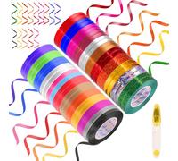 Rustark Lot de 48 rouleaux de ruban à friser pour ballons avec ciseaux, ruban d'emballage cadeau pour travaux manuels, emballage cadeau, décorations de fête, fleuriste (5 mm x 10 m)