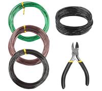 Rustark Lot de 5 fils d'entraînement pour bonsaï, 3 couleurs, avec kit de cutter de fil, en aluminium anodisé, pour le maintien de plantes de bonsaï, petites branches, 1,0 mm, 1,5 mm, 2,0 mm, 3,0 mm