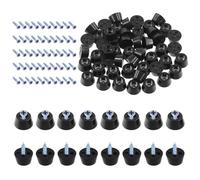 Rustark Lot de 50 pieds en caoutchouc noir pour planche à découper, pieds ronds à visser avec vis M3 x 16 assorties solides et antidérapantes pour planche à découper, armoires, tables, chaises (12 x 8
