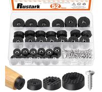Rustark Lot de 52 pieds ronds en caoutchouc pour meubles - 3 tailles - Avec vis solides assorties - Pieds antidérapants pour planche à découper en bois, armoire, table, chaise