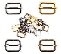 Rustark Lot de 60 boucles à glissière rectangulaires en métal - 4 couleurs - 25 mm - Réglables