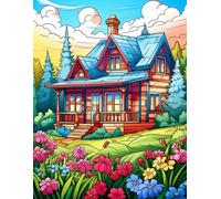 Rustic Bloom Haven: A 500-Page Coloring Collection of Country Homes and Gardens.: A delightful mix of rustic architecture and delicate flower illustrations.
