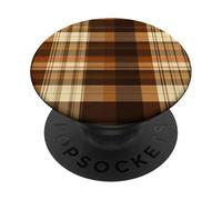 Rustic Brown Plaid Pattern Accessories Fall Collection PopSockets PopGrip Adhésif